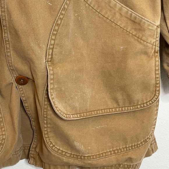 Vintage L.L .Bean Chore Jacket Coat Size LT Beige Wool Blend Button In Lining - Picture 10 of 14